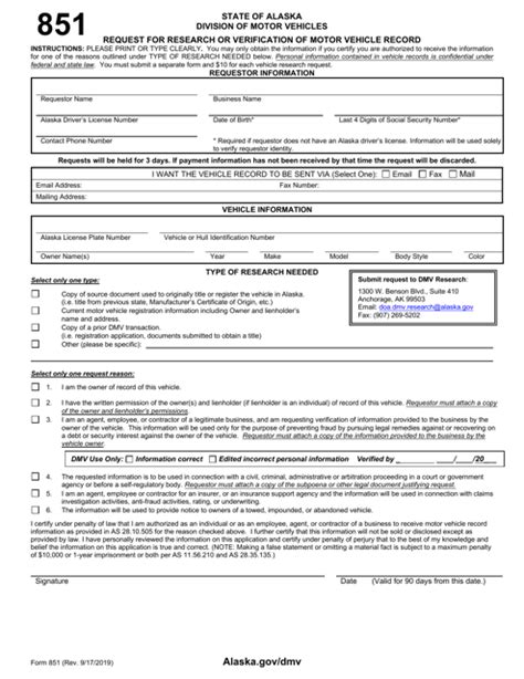 Form 851 Fill Out Sign Online And Download Printable Pdf Alaska