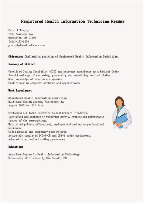 Resume Samples Registered Health Information Technician Resume Sample