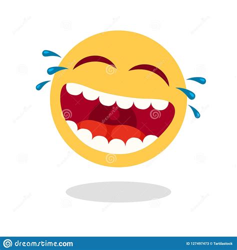 Laughing Smiley Emoticon. Cartoon Happy Face With Laughing Mouth And ...