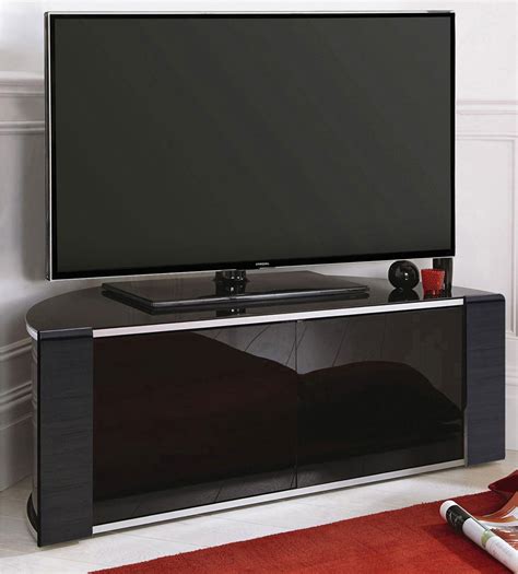 Mda Designs Sirius 850 Black Corner Glass Tv Cabinet Stand Unit