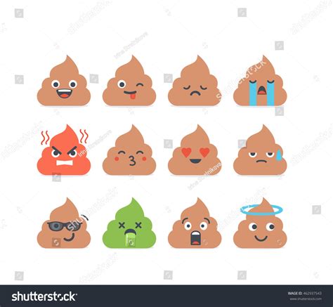 Set Poop Emoticons Emoji Isolated On Stock Illustration 462937543