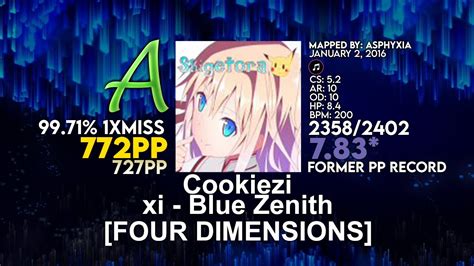 🔴 783⭐ Cookiezi Xi Blue Zenith Four Dimensions Hr 9971 1xmiss 772pp 727pp Osu