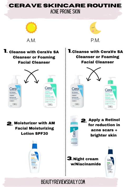 Cerave Skin Care Routine For Acne Daily Skincare Routine Products Day