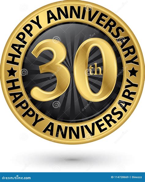 Happy 30th Years Anniversary Gold Label Vector Stock Vector