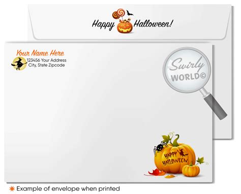 Realtor® In Witch Costume Haunted House Client Printed Halloween Cards Swirly World Design