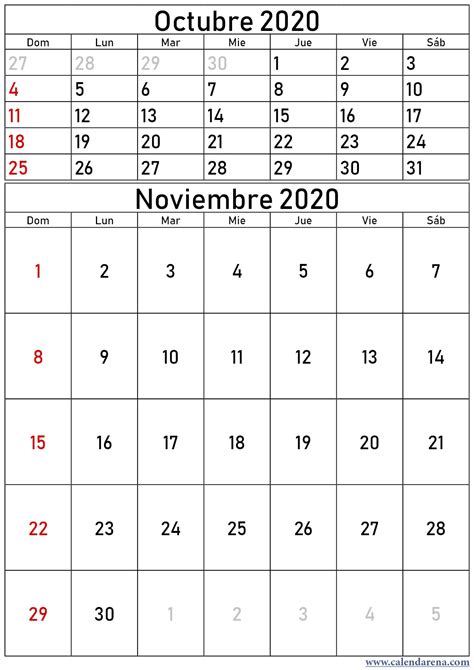 Calendario Mar 2021 Calendario Octubre Y Noviembre 2020