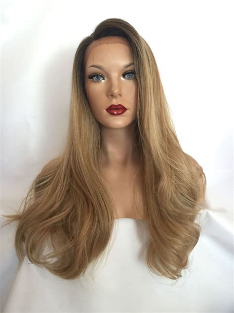 Ash Blonde Human Multi Parting Hair Blend 22 Loose Curl Lace Front Wig