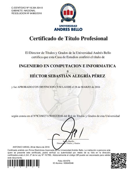 Pdf Certificado De Título Profesional Hector Pérez
