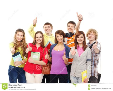 Een Groep Jonge Tieners Die Notitieboekjes Houden Stock Foto Image Of