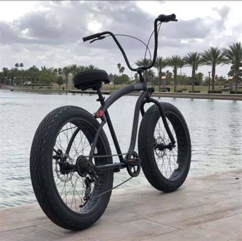 Sikk Ufo Fat Tire 7 Speed Bicyclebeach Cruiser Flat Black With Black