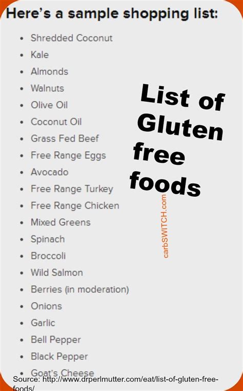 Though it is not completed, and never will be, i thought i would publish it before it is outdated, though. List of Gluten Free Foods helpful shopping list vetted by ...