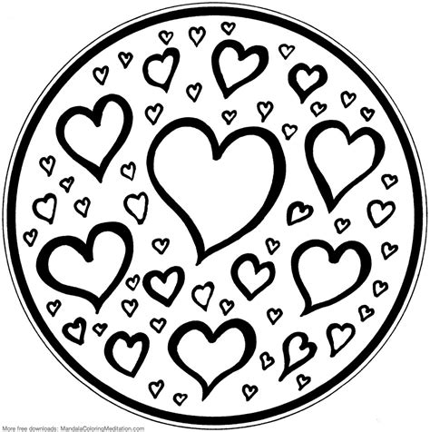 Love, acceptance, positive energy concept. Heart Mandala Coloring Pages - GetColoringPages.com