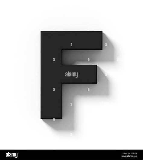 Letter F 3d Black Isolated On White With Shadow Orthogonal Projection