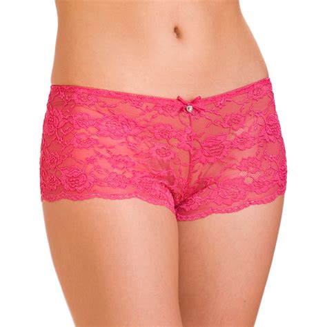 Ladies Camille Pink Lace Lingerie Womens Bow French Knickers Briefs