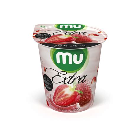 Jogurt je kysaný mléčný výrobek a potravina živočišného původu s nízkým ph a relativně vysokým obsahem bílkovin. Mu Extra jogurt; jagoda - Ljubljanske mlekarne