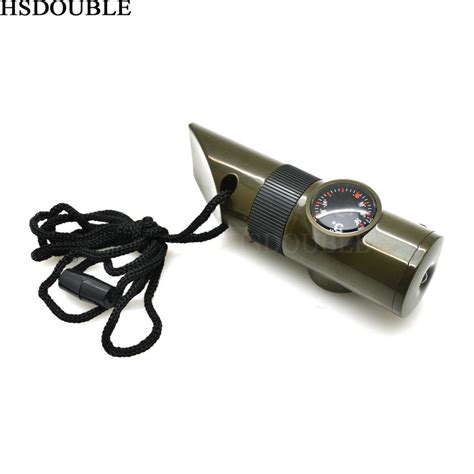2021 7 In 1 Multifunctional Military Survival Kit Magnifying Glass Whistle Compass Thermometer