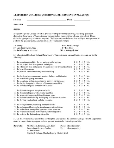 Management Leadership Questionnaire Management And Leadership