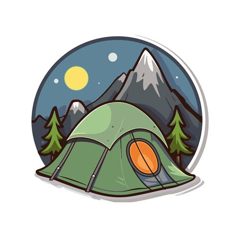 Dibujo De Dibujos Animados De Camping Con Montaña Y Carpa Vector PNG