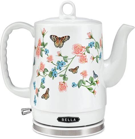 Pretty Bella Ceramic Electric Kettle With Butterfly And Flower Design