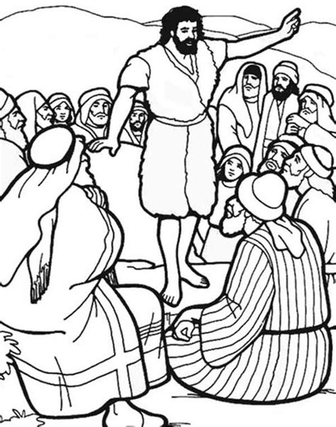 john the baptist coloring pages | John The Baptist Baptizes Jesus In River Jordan Look Coloring
