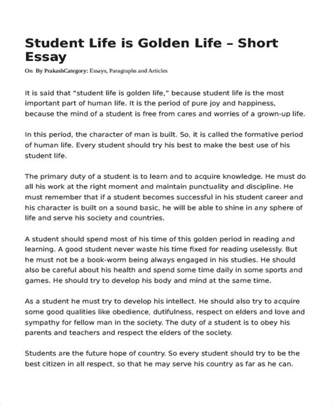 Short Essay On Student Life