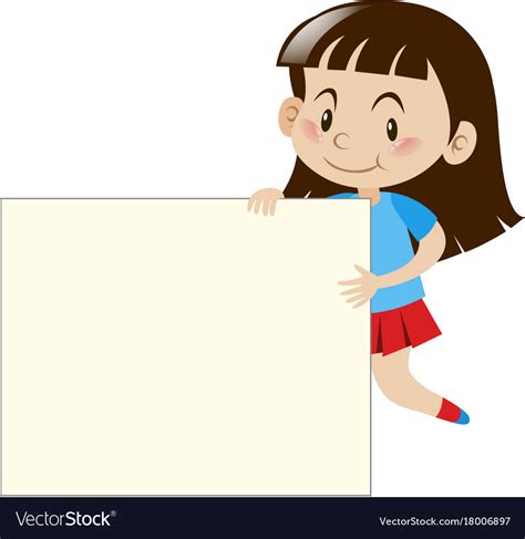 Happy Girl Holding White Board Royalty Free Vector Image