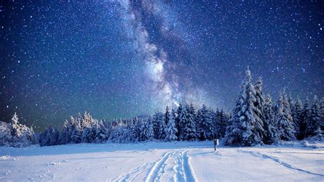 Milky Way Winter Sky Stars Wallpaper Nature And Landscape