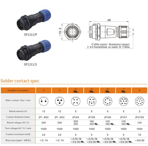Weipu Sp13 Waterproof Cable Connector Ip68 Weipu