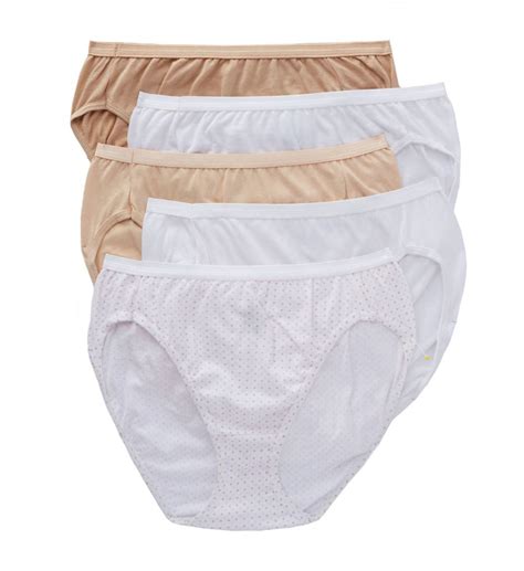 hanes ultimate women s comfort cotton hi cut underwear 5 pack