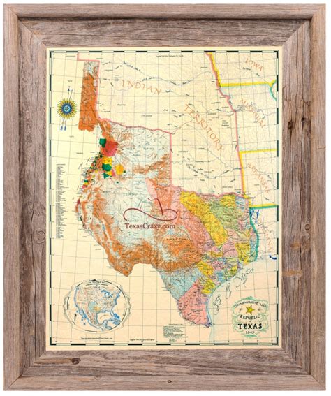 Buy Republic Of Texas Map 1845 Framed Historical Maps And Flags