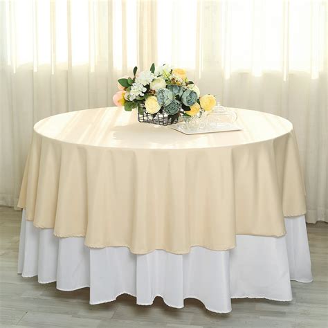 Balsacircle 10 Pcs 90 Inch Beige Round Polyester Tablecloths Fabric