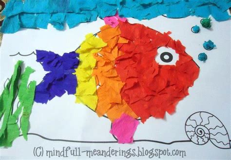 Rainbow Fish Crepe Paper Collage Art Artsy Craftsy Mom