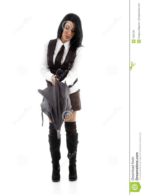 Full Body Pose Of Beautiful Caucasian Female Holdi Stock