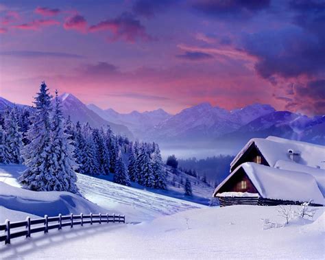 Beautiful Winter Landscape House At The White Mountain Wallpaper