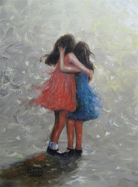 Sisters Art Print Two Sisters Hugging Girls Sister Wall Etsy Sisters Art Sisters Wall Art