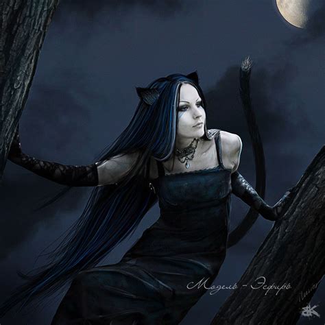 Gothic Catgirl By Iluviar Cat Girl Goth Fantasy Concept Art