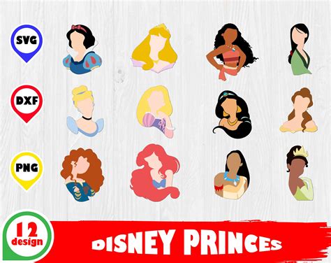 Disney Princess Svg Silhouette Clipart Pack Disney Clip Art Digital