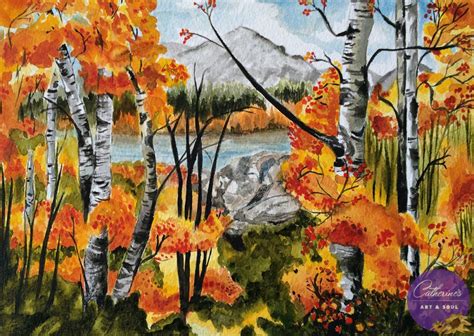 Autumn Aspens Acrylic Painting Painting Landscape Paintings Art