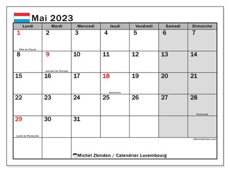 Calendrier Mai 2023 à Imprimer “772ld” Michel Zbinden Lu
