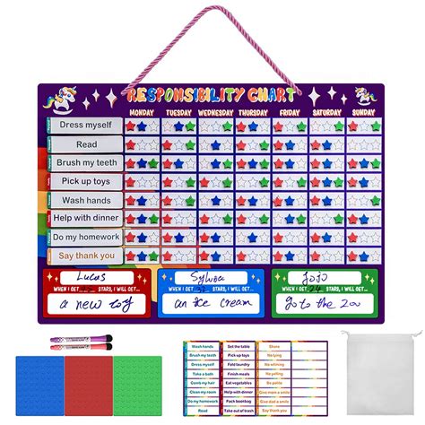 Magnetic Dry Erase Chore Chart For Kids At Home Reward Chart For Kids