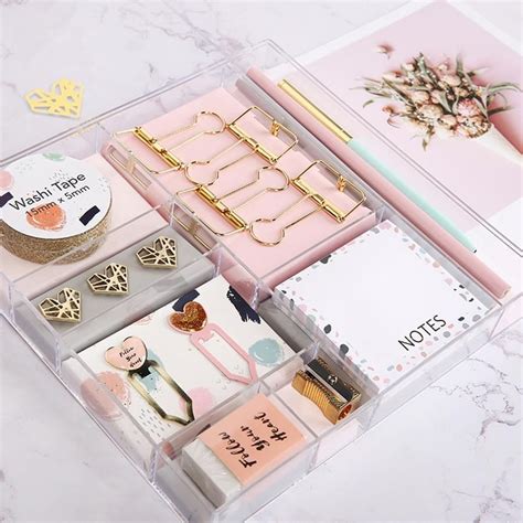 Mint And Pink Stationery Kit With 16 Items Pink Stationery