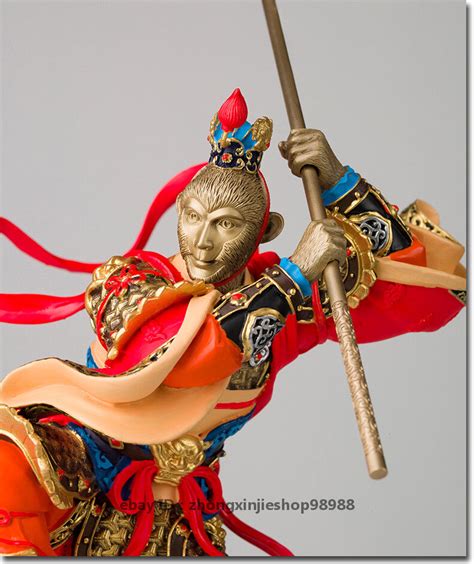 China Copper Painted Fighting Buddha God Sun Wukong Monkey King Art