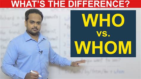 To understand how to use who, whom, and whose, you first have to understand the difference between subjects, objects, and possessive forms. WHO vs. WHOM - What's the Difference? - English Grammar ...