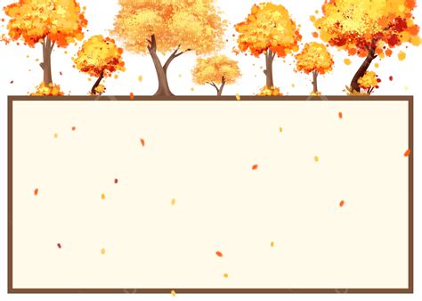 Golden Autumn Tree Falling Leaves Border Background Fall Golden