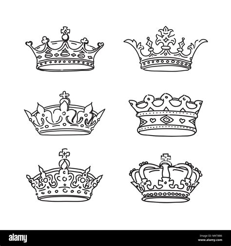 Conjunto De Coronas De Dibujo Ilustración Vectorial E Iconos