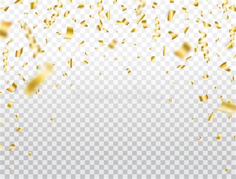 Gold Confetti On Transparent Background Falling Shiny Golden Confetti