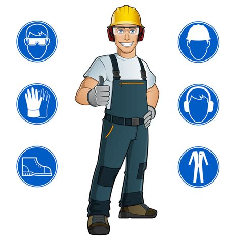Worker With Safety Icons Vector Free Download