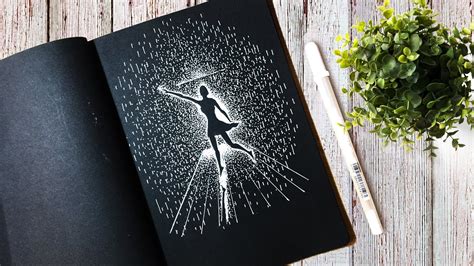 How To Draw With White Pen On Black Paper Step By Step Youtube