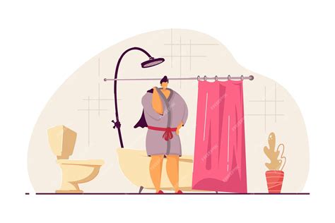 Premium Vector Woman Taking Shower Or Bath In Morning Bathroom
