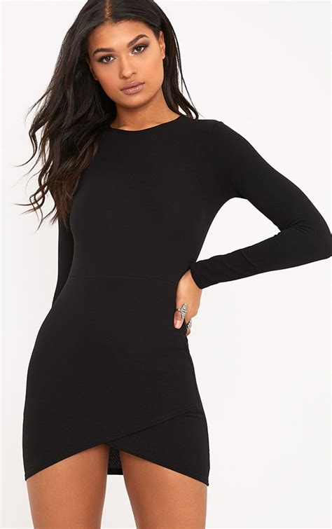 Long sleeve bodycon dress black. Bodycon Dresses | Cheap Bodycon Dress | PrettyLittleThing